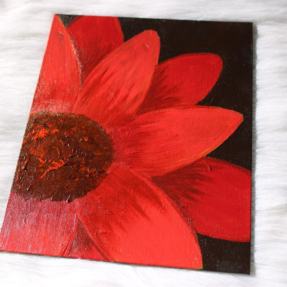 8x10 Vibrant Red Flower Canvas Art
